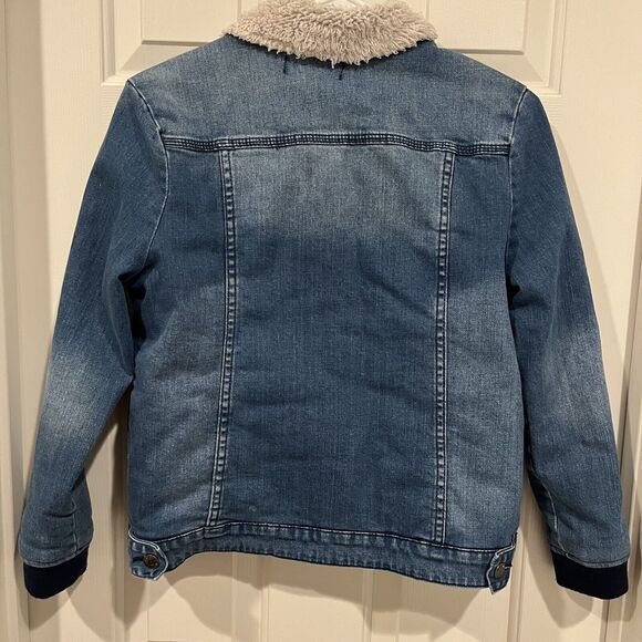 7 For All Mankind Denim Jacket Sherpa Lined Size XL Stretchy Womens's - Picture 2 of 8